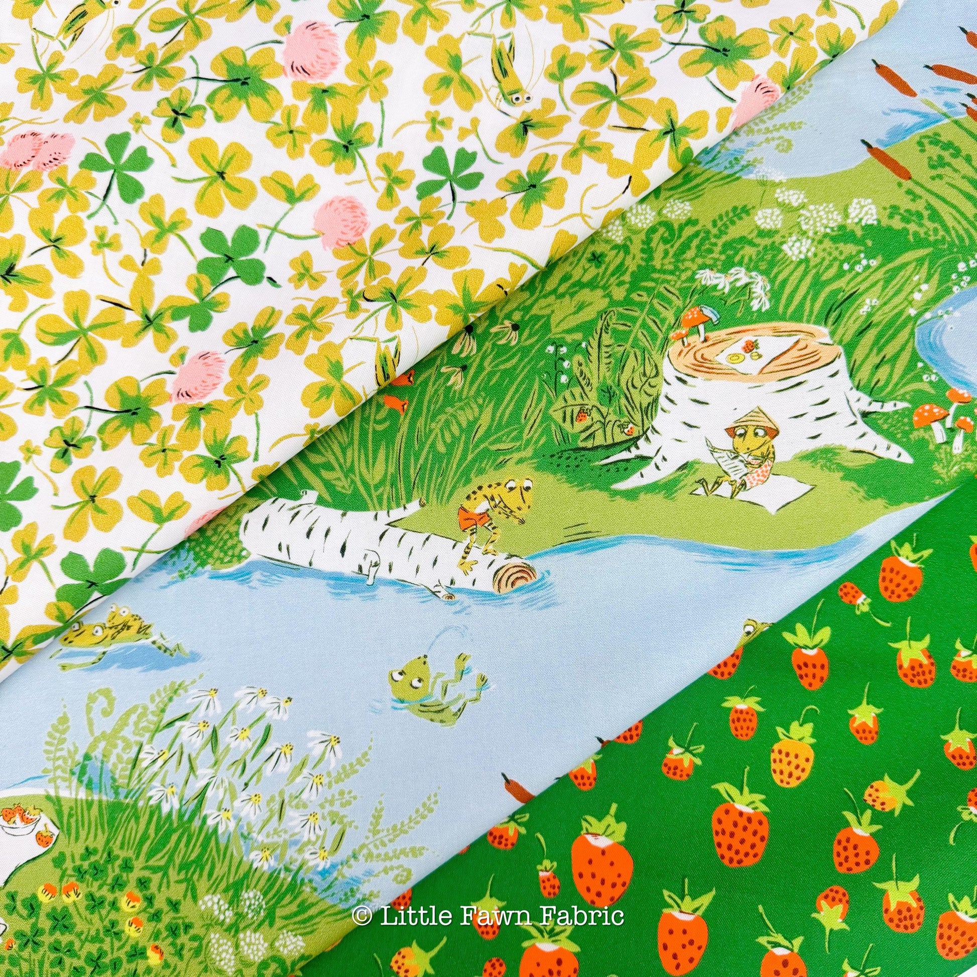 Heather Ross Meadow & Pond Fabric Bundle by Windham Fabrics | 10 Piece Quilt Bundle | Fat Quarter or Half Yard Cotton Fabric Set