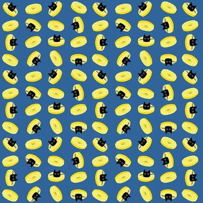 Pawnapple Slices Regatta Cotton Fabric | Dear Stella Cat Fabric | Pineapple Print Quilt Fabric | Blue Background Fabric | LEEZAWORKS