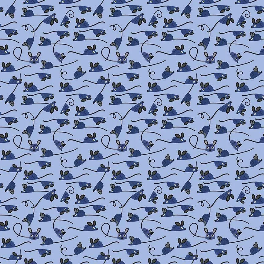 Mice Sky Cotton Fabric | Dear Stella Furruit Platter | Blue Blender Quilt Fabric | LEEZAWORKS | Modern Cotton Fabric
