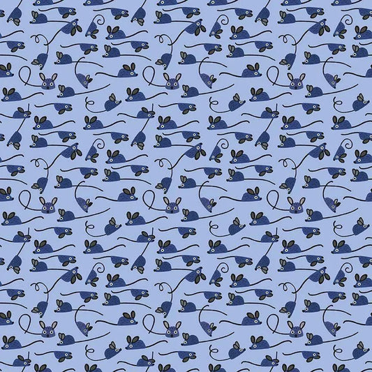 Mice Sky Cotton Fabric | Dear Stella Furruit Platter | Blue Blender Quilt Fabric | LEEZAWORKS | Modern Cotton Fabric