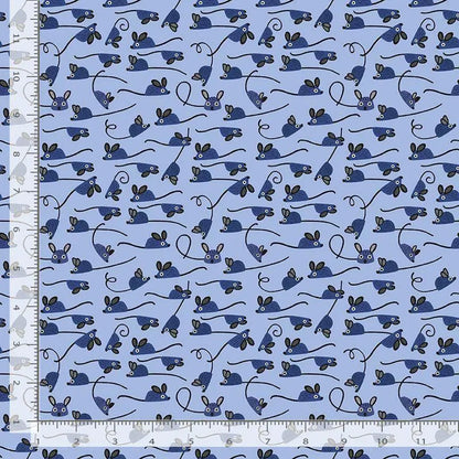 Mice Sky Cotton Fabric | Dear Stella Furruit Platter | Blue Blender Quilt Fabric | LEEZAWORKS | Modern Cotton Fabric