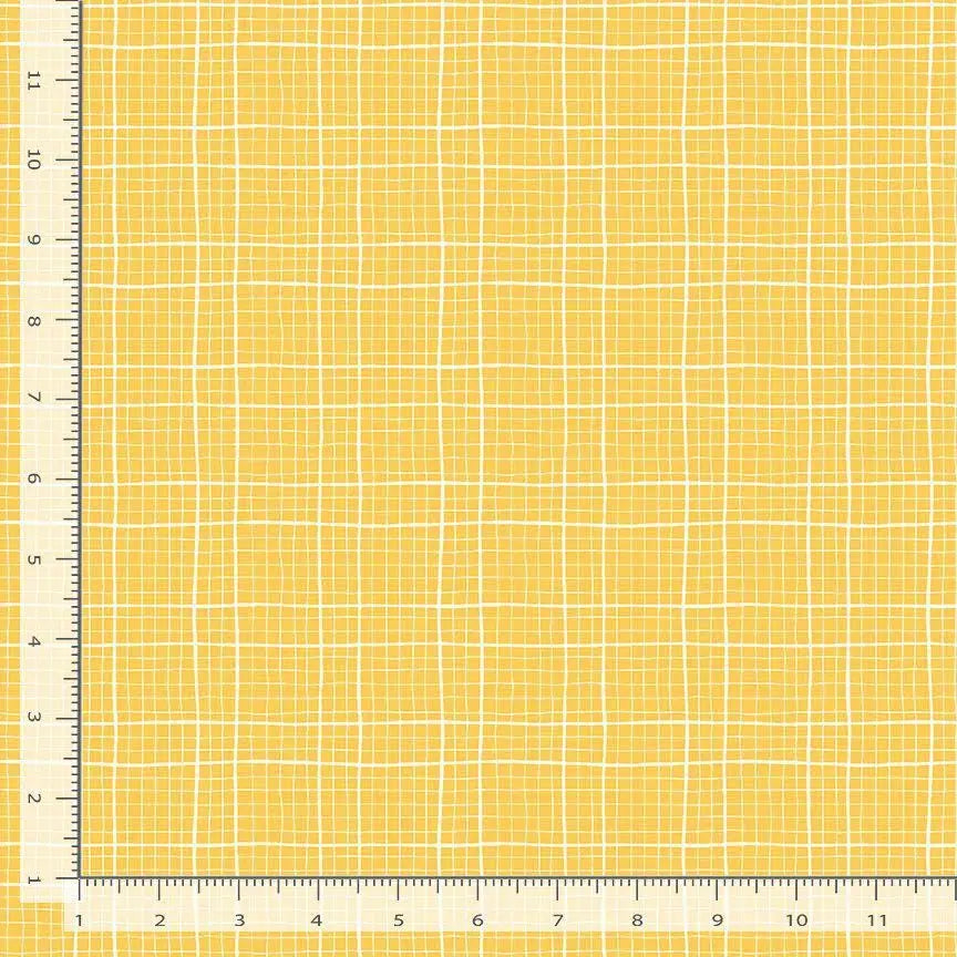 Check Meowt Aspen Cotton Fabric | Dear Stella Yellow Blender Fabric | Grid Quilt Fabric | Furruit Platter | LEEZAWORKS