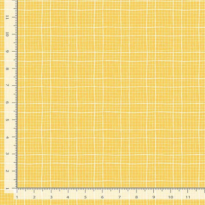 Check Meowt Aspen Cotton Fabric | Dear Stella Yellow Blender Fabric | Grid Quilt Fabric | Furruit Platter | LEEZAWORKS