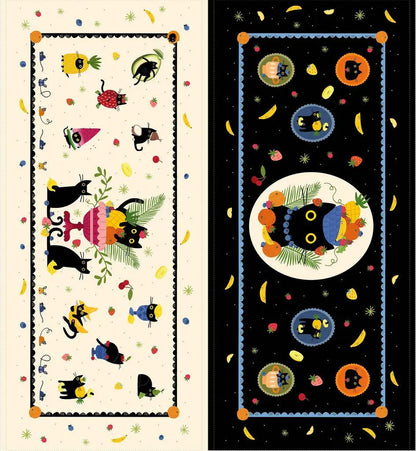 Fruit Platter Bench Pillow Panel | Dear Stella Cat Fabric | Leezaworks | Pillow Quilt Panel | Novelty Cotton