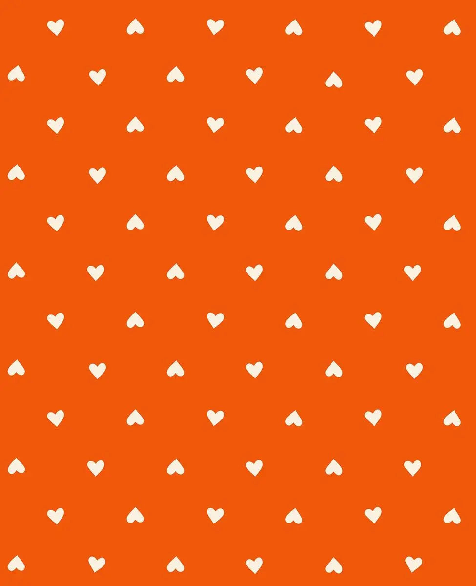 Ruby Star Society Trinketry Hearts Goldfish Fabric | Melody Miller Cream Hearts on Orange | Quilting Cotton Half Yard or Yard
