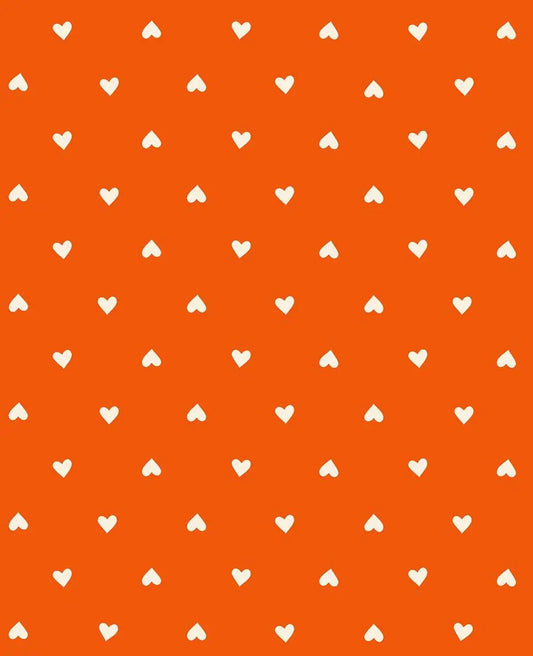 Ruby Star Society Trinketry Hearts Goldfish Fabric | Melody Miller Cream Hearts on Orange | Quilting Cotton Half Yard or Yard