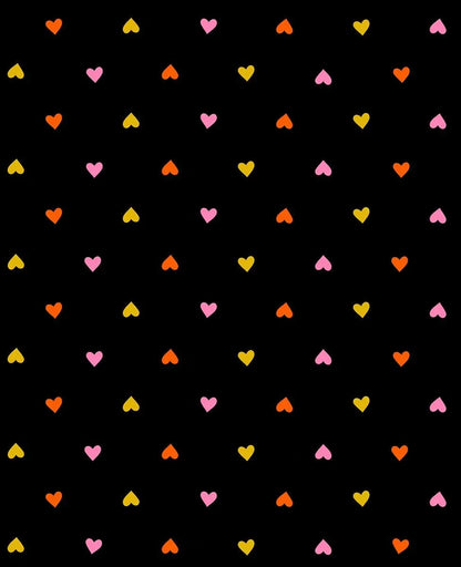 Ruby Star Society Trinketry Hearts Black Fabric | Melody Miller Multicolor Hearts | Quilting Cotton Half Yard or Yard