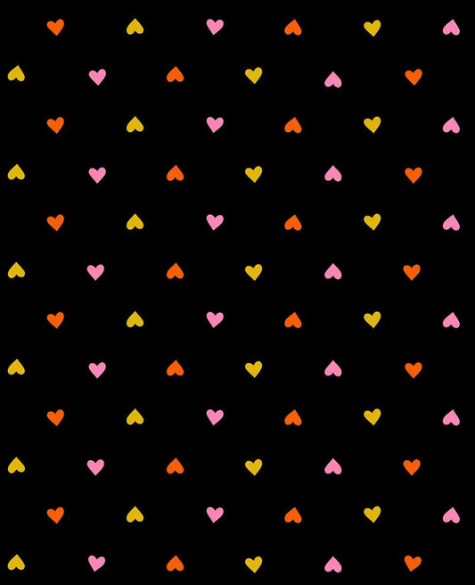 Ruby Star Society Trinketry Hearts Black Fabric | Melody Miller Multicolor Hearts | Quilting Cotton Half Yard or Yard
