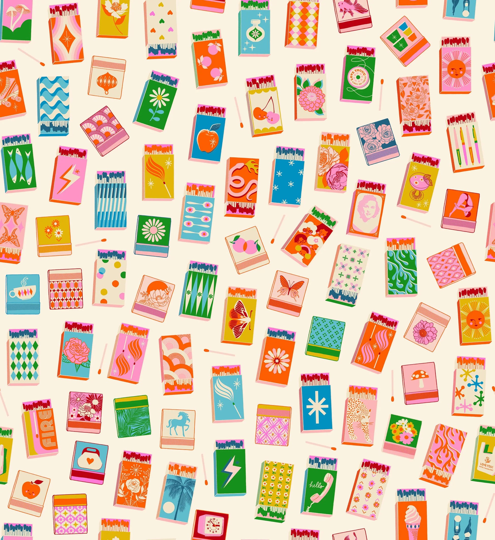 Ruby Star Society Trinketry Matchmaker Natural Fabric | Melody Miller Matchbook Novelty Print | Quilting Cotton Half Yard or Yard