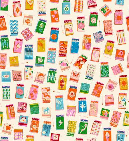 Ruby Star Society Trinketry Matchmaker Natural Fabric | Melody Miller Matchbook Novelty Print | Quilting Cotton Half Yard or Yard