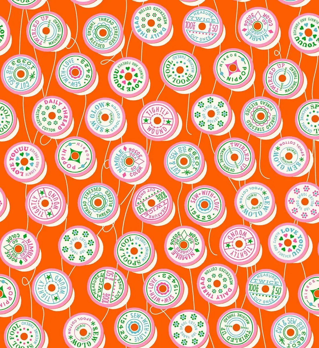 Ruby Star Society Trinketry Spools Goldfish Fabric | Melody Miller Retro Thread Spools | Quilting Cotton Half Yard or Yard