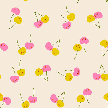 Ruby Star Society Trinketry Cherry Friends Natural Fabric | Melody Miller Cute Cherry Print | Quilting Cotton Half Yard or Yard