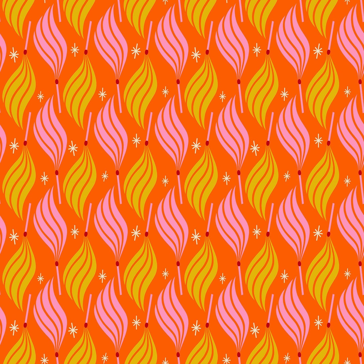 Ruby Star Society Trinketry Lit Goldfish Fabric | Melody Miller Retro Match Flame Print | Quilting Cotton Half Yard or Yard