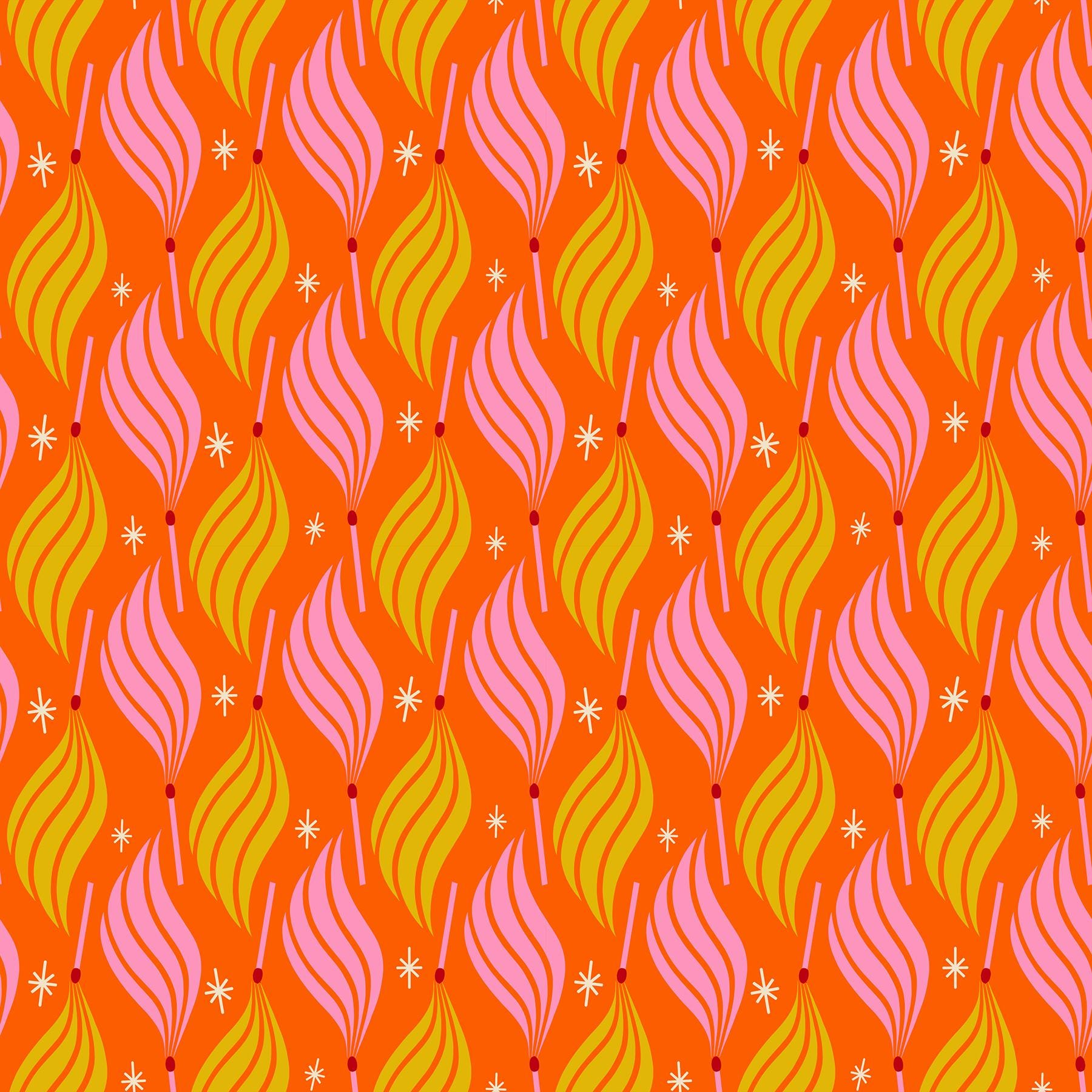 Ruby Star Society Trinketry Lit Goldfish Fabric | Melody Miller Retro Match Flame Print | Quilting Cotton Half Yard or Yard