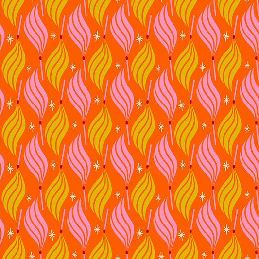 Ruby Star Society Trinketry Lit Goldfish Fabric | Melody Miller Retro Match Flame Print | Quilting Cotton Half Yard or Yard