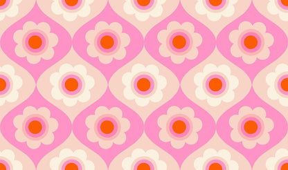 Ruby Star Society Trinketry Floral Flamingo Fabric | Melody Miller Retro Flower Print | Quilting Cotton Half Yard or Yard