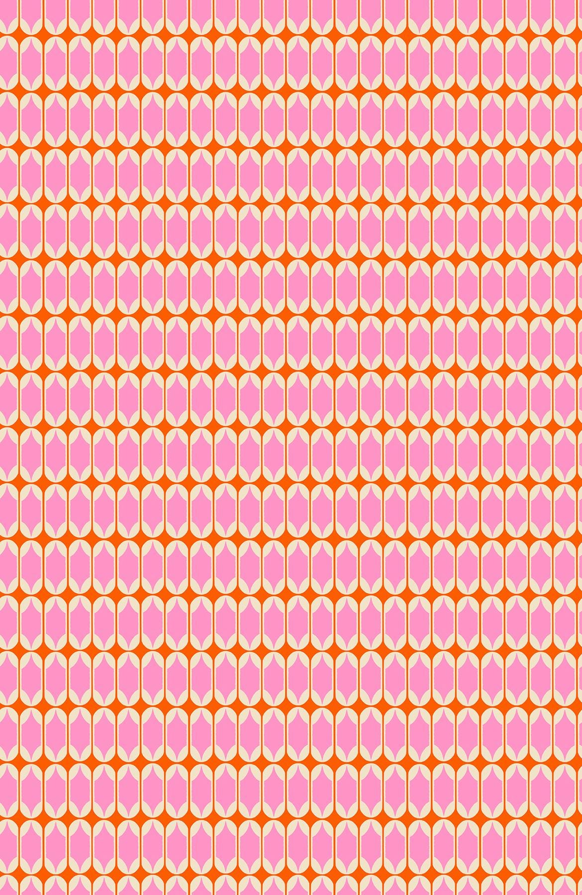 Ruby Star Society Trinketry Flamingo Geometric Fabric | Melody Miller Retro Blender Print | Quilting Cotton Half Yard or Yard