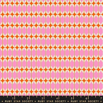 Ruby Star Society Trinketry Flamingo Geometric Fabric | Melody Miller Retro Blender Print | Quilting Cotton Half Yard or Yard