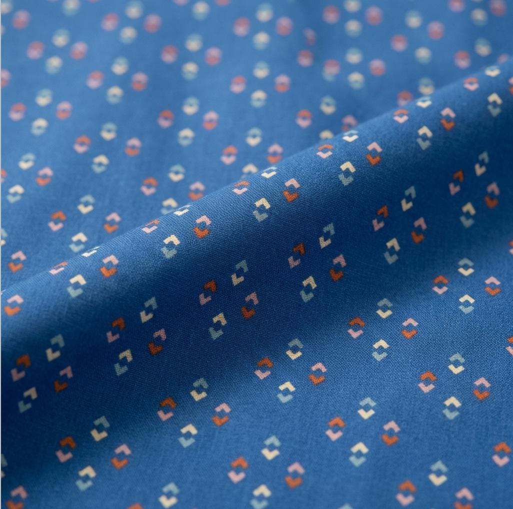 Lucy Sapphire Fabric by Art Gallery Fabrics | Minimo Collection by Amy Sinibaldi | Blue Geometric Cotton Fabric | Quilting Fabric Yardage