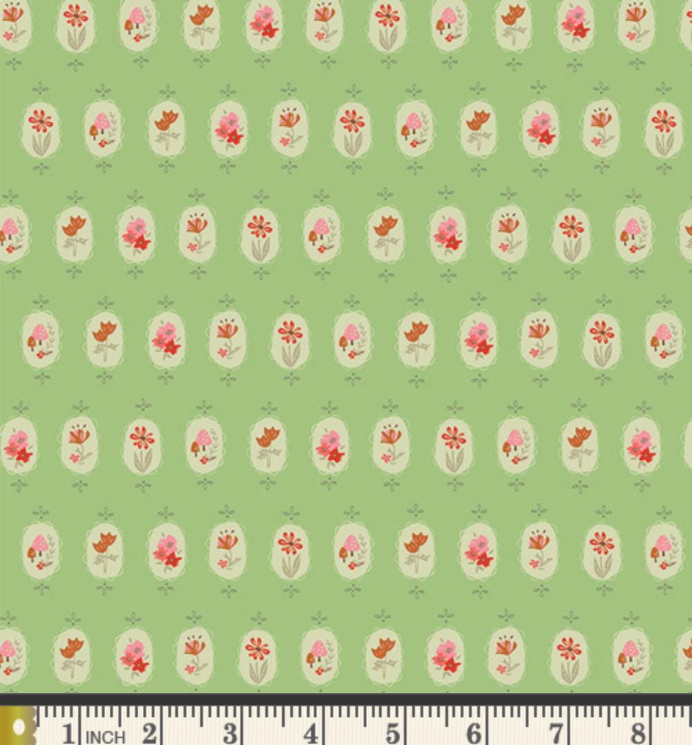 Prairie Dot Pistachio Fabric by Art Gallery Fabrics | Minimo Collection by Amy Sinibaldi | Green Floral Cotton | Cottagecore Quilting Fabric