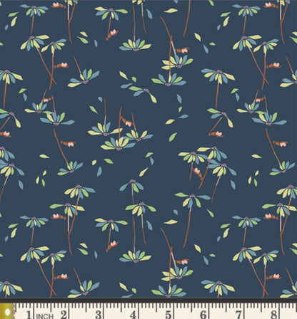 He Loves Me Glow Fabric by Art Gallery Fabrics | Minimo Collection by Amy Sinibaldi | Navy Floral Cotton Fabric | Quilting Fabric Yardage