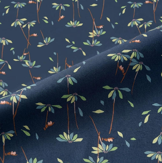 He Loves Me Glow Fabric by Art Gallery Fabrics | Minimo Collection by Amy Sinibaldi | Navy Floral Cotton Fabric | Quilting Fabric Yardage