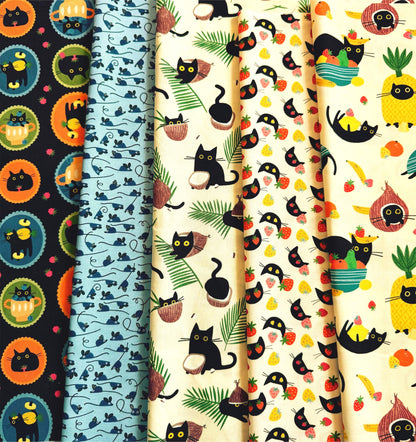 Black Cat Picnic, 5-pc FQ Bundle