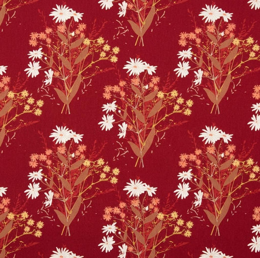 Summer’s Bounty Red Floral Fabric | Art Gallery Fabrics Summer Homestead | Rustic Wildflower Quilting Cotton by the Yard