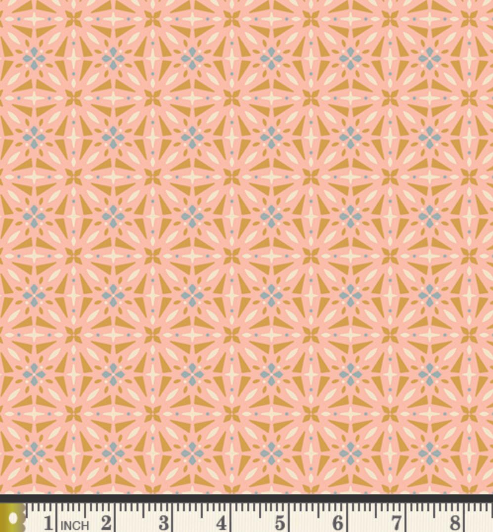 Farmhouse Kitchen Fabric Blush Tile | Summer Homestead by Sewcial Bee Collective | Art Gallery Fabrics Geometric Farmhouse Cotton Fabric