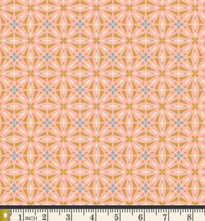 Farmhouse Kitchen Fabric Blush Tile | Summer Homestead by Sewcial Bee Collective | Art Gallery Fabrics Geometric Farmhouse Cotton Fabric