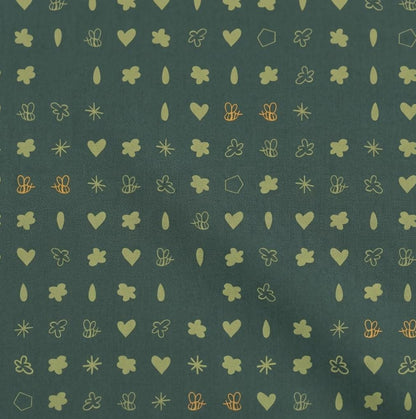 Greenhouse Garden Fabric Sage Bee Print | Summer Homestead by Sewcial Bee Collective | Art Gallery Fabrics Floral Bee Cotton Fabric
