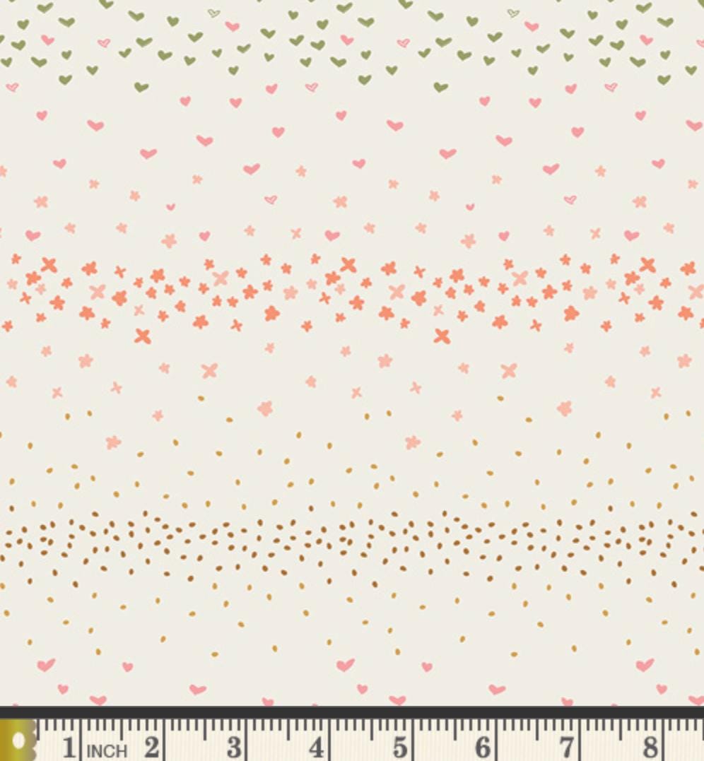 Nature’s Dance Fabric Blush Heart Floral Dot Stripe | Summer Homestead by Sewcial Bee Collective | Art Gallery Fabrics Cotton Fabric