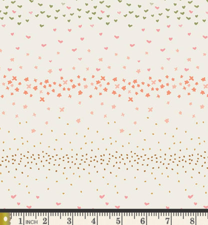 Nature’s Dance Fabric Blush Heart Floral Dot Stripe | Summer Homestead by Sewcial Bee Collective | Art Gallery Fabrics Cotton Fabric