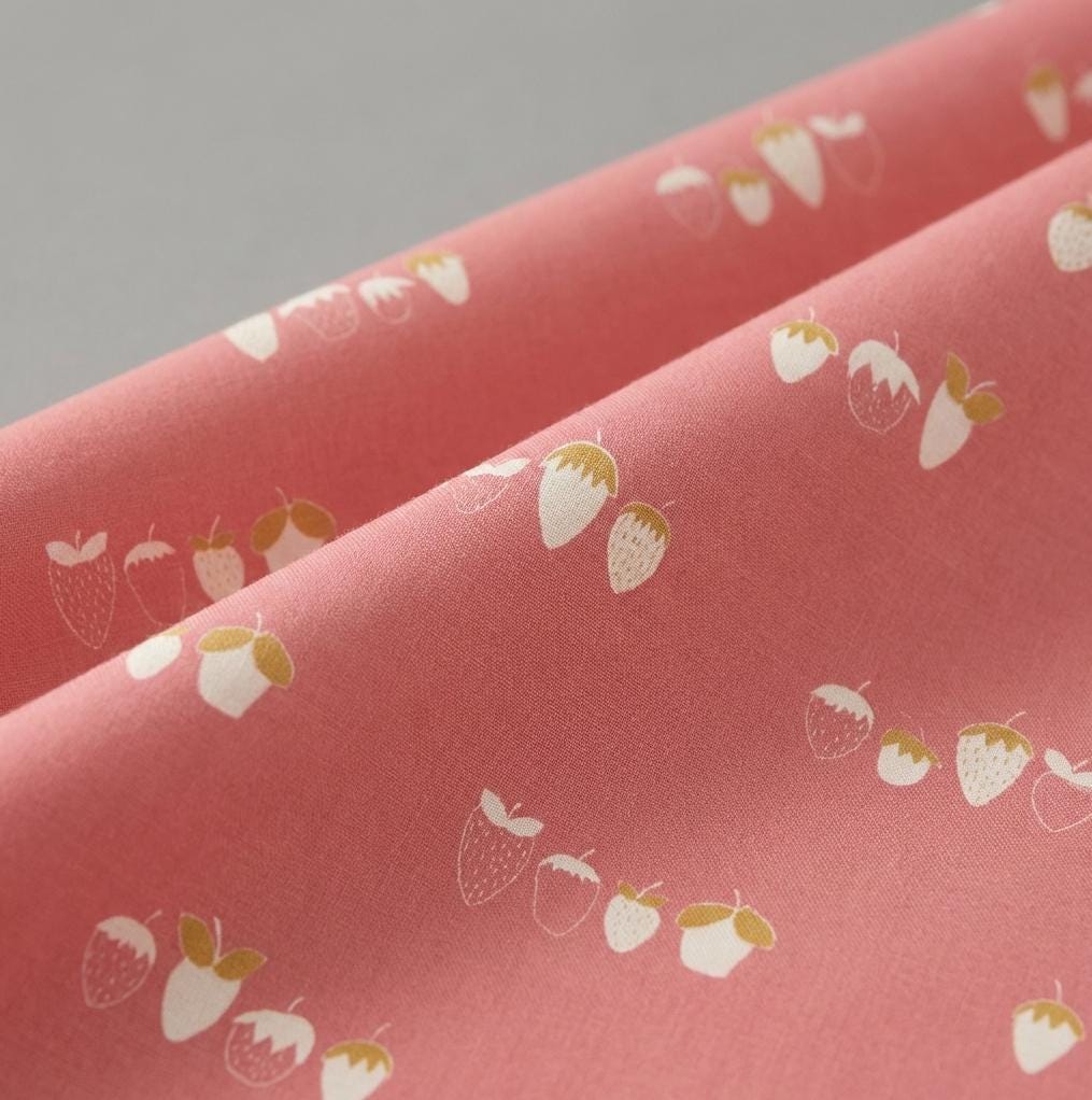 Farm Fresh Strawberry Fabric Pink Fruit Print | Summer Homestead by Sewcial Bee Collective | Art Gallery Fabrics Cotton Fabric