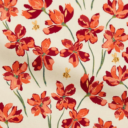 Sunlit Meadow Floral Fabric Cream Orange Flower Print | Summer Homestead by Sewcial Bee Collective | Art Gallery Fabrics Cotton Fabric