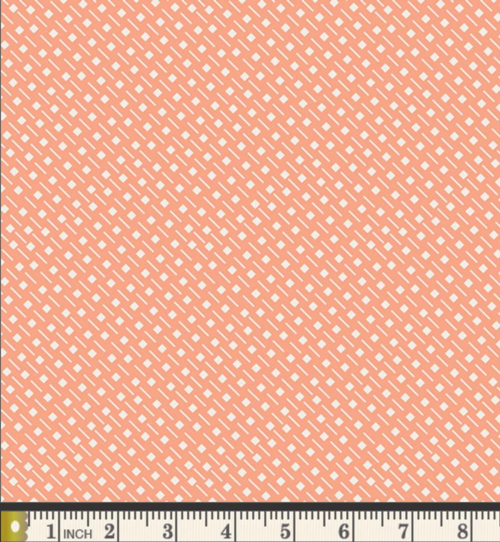 Sprouted Seedlings Fabric Peach Geometric Blender Print | Summer Homestead by Sewcial Bee Collective | Art Gallery Fabrics Cotton Fabric