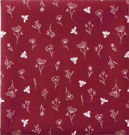 Pollinator Patch Fabric Red Floral Bee Print | Summer Homestead by Sewcial Bee Collective | Art Gallery Fabrics Cotton Fabric