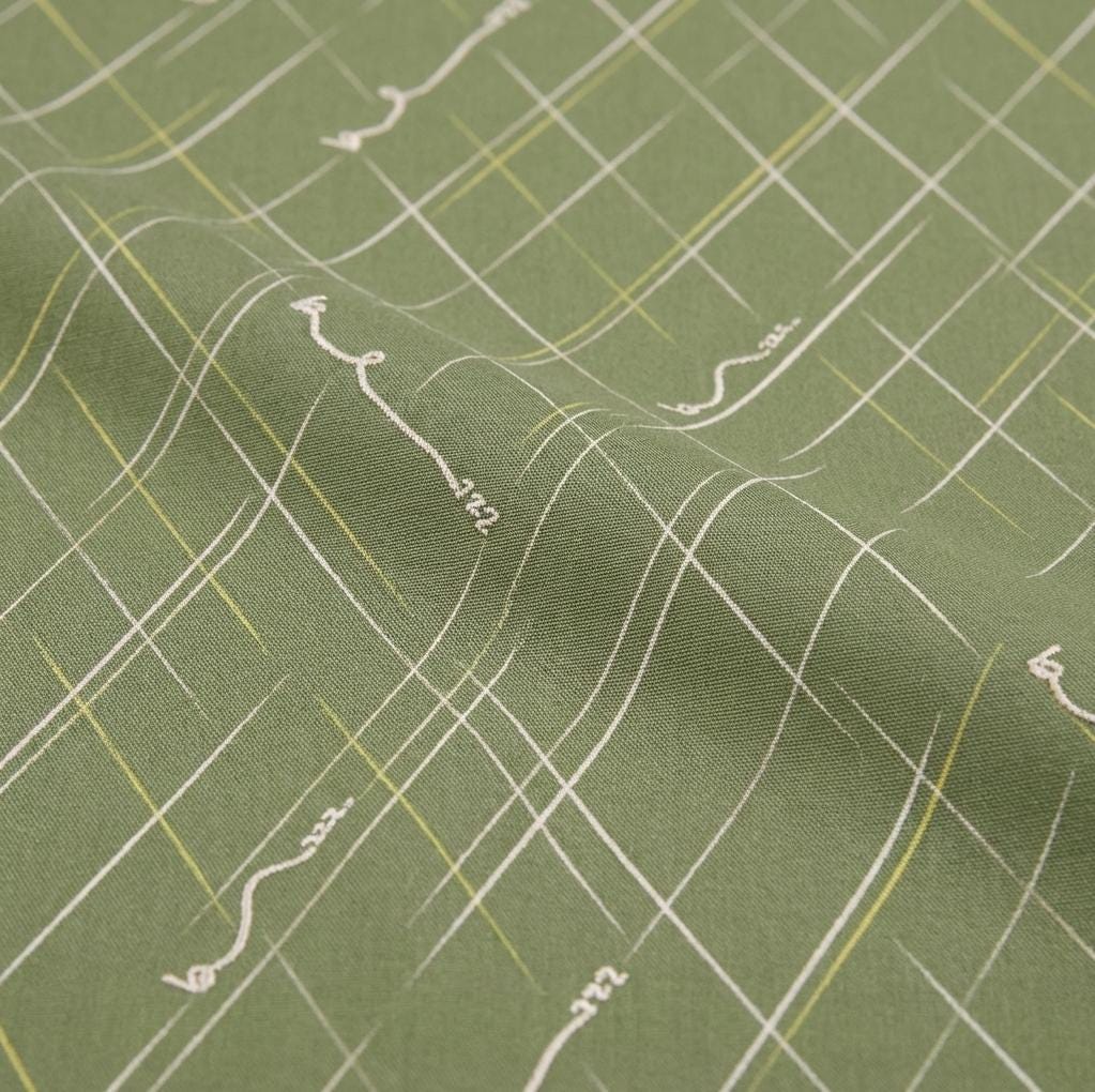 Bee Line Fabric Green Plaid Bee Stripe Print | Summer Homestead by Sewcial Bee Collective | Art Gallery Fabrics Cotton Fabric