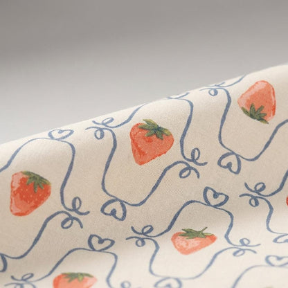 Berry Blossom Fabric Strawberry Floral Blue Lattice | Summer Homestead by Sewcial Bee Collective | Art Gallery Fabrics Cotton Fabric