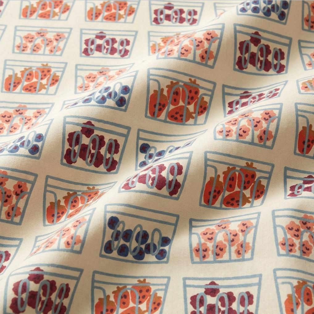 Picking Berries Fabric Strawberry Blueberry Containers Print | Summer Homestead by Sewcial Bee Collective, Art Gallery Fabrics Cotton Fabric