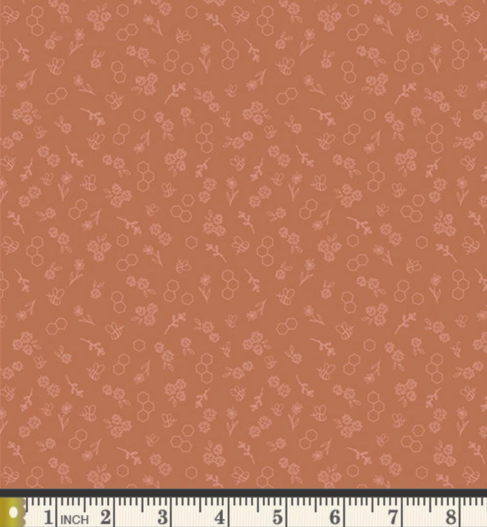 Bumble & Bloom Earthy Fabric Floral Bee Blender Print | Summer Homestead by Sewcial Bee Collective | Art Gallery Fabrics Cotton Fabric