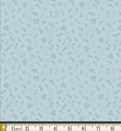 Bumble & Bloom Sky Fabric Bee Floral Low Volume Print | Summer Homestead by Sewcial Bee Collective | Art Gallery Fabrics Cotton Fabric