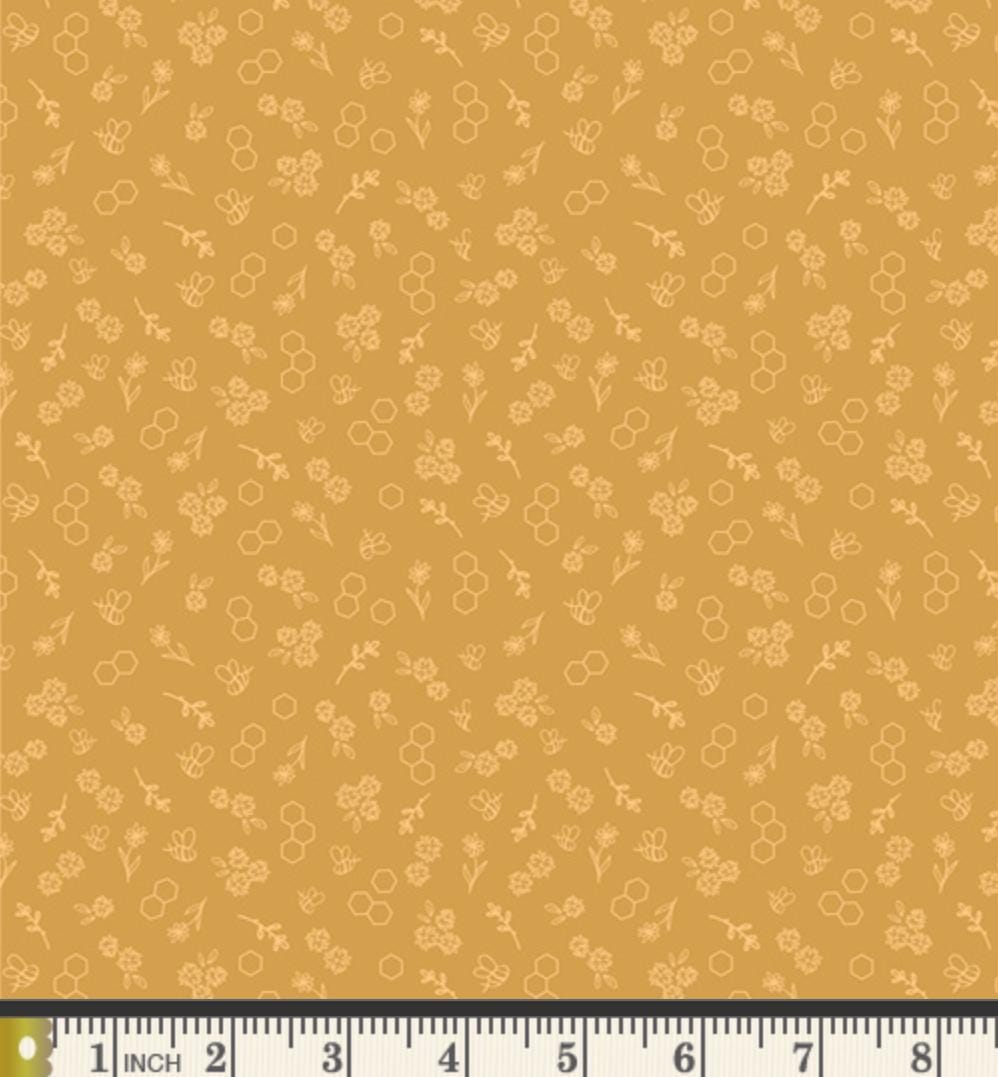Bumble & Bloom Honey Fabric Bee Floral Blender Print | Summer Homestead by Sewcial Bee Collective | Art Gallery Fabrics Cotton Fabric