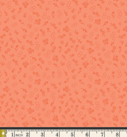Bumble & Bloom Carrot Fabric Bee Floral Blender Print | Summer Homestead by Sewcial Bee Collective | Art Gallery Fabrics Cotton Fabric