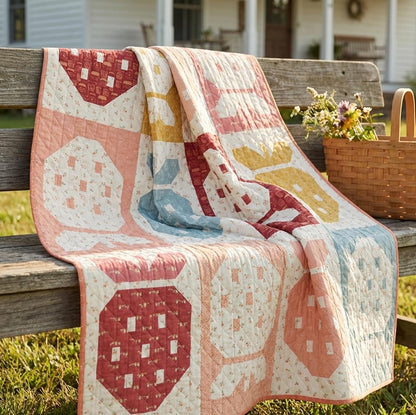 Summerberry Quilt Kit, Summer Homestead Quilt Top Kit, Strawberry Quilt Kit, Art Gallery Fabrics Sewcial Bee Collective, Beginner Quilt Kit