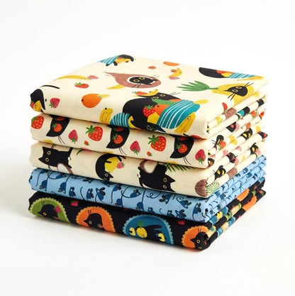 Black Cat Picnic, 5-pc FQ Bundle