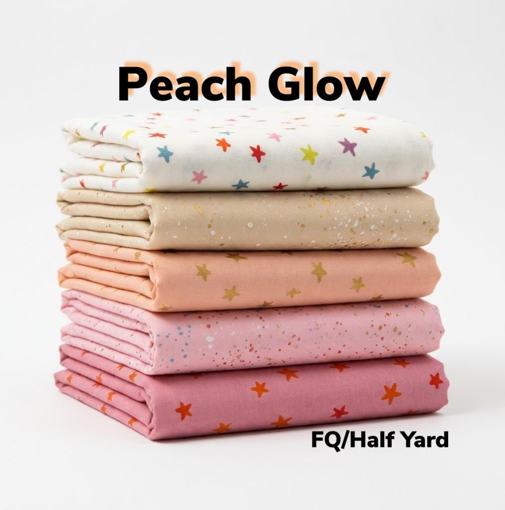 Peach Glow Fabric Bundle – Ruby Star Society Speckled & Starry – Fat Quarter or Half Yard Bundle – Peach Pink Quilting Fabric Set