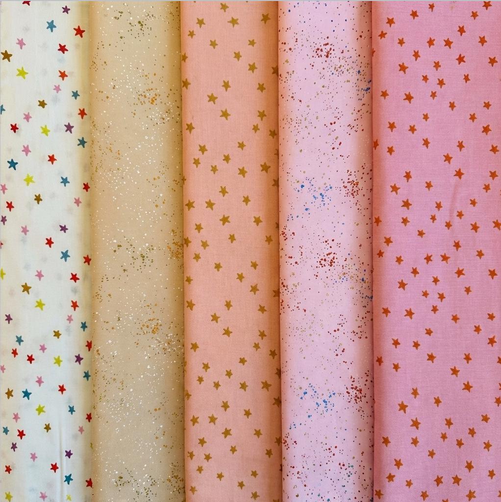 Peach Glow Fabric Bundle – Ruby Star Society Speckled & Starry – Fat Quarter or Half Yard Bundle – Peach Pink Quilting Fabric Set