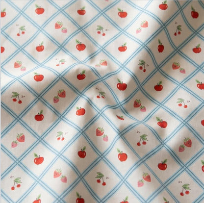 Cherry Tiles Fabric by Art Gallery Fabrics | Minimo Collection by Amy Sinibaldi | Cherry Strawberry Apple Cotton Fabric | Retro Tile Fabric
