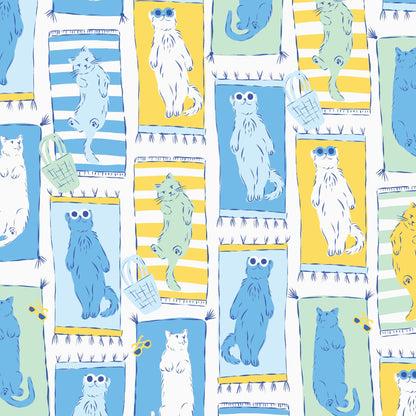 Poolside Purrfection Fabric Bundle – 5 Piece Fat Quarter or Half Yard Bundle | Cloud9 Fabrics | Krissy Mast Quilting Cotton